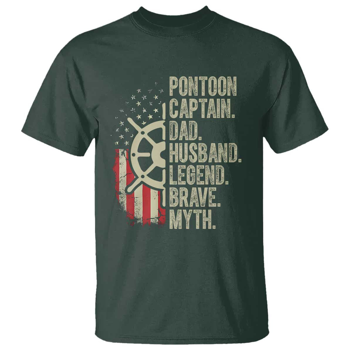 Pontoon Boat Captain T Shirt Dad Husband Legend Brave Myth