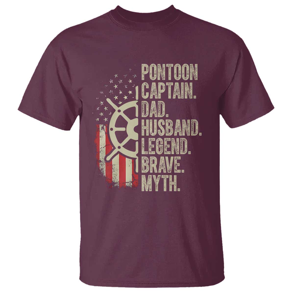 Pontoon Boat Captain T Shirt Dad Husband Legend Brave Myth