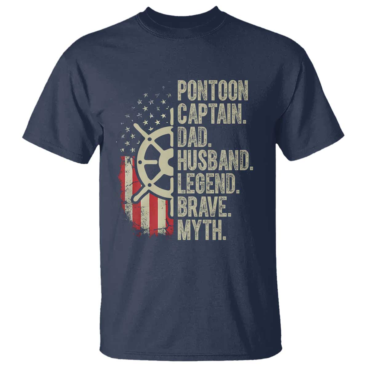 Pontoon Boat Captain T Shirt Dad Husband Legend Brave Myth