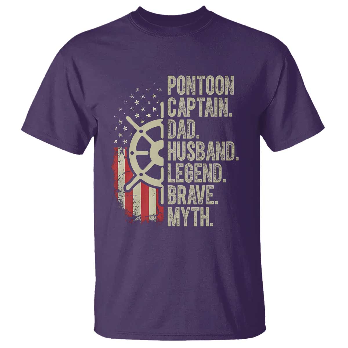 Pontoon Boat Captain T Shirt Dad Husband Legend Brave Myth