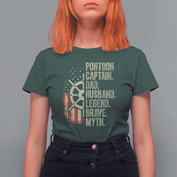 Pontoon Boat Captain T Shirt For Women Dad Husband Legend Brave Myth