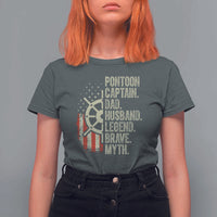 Pontoon Boat Captain T Shirt For Women Dad Husband Legend Brave Myth