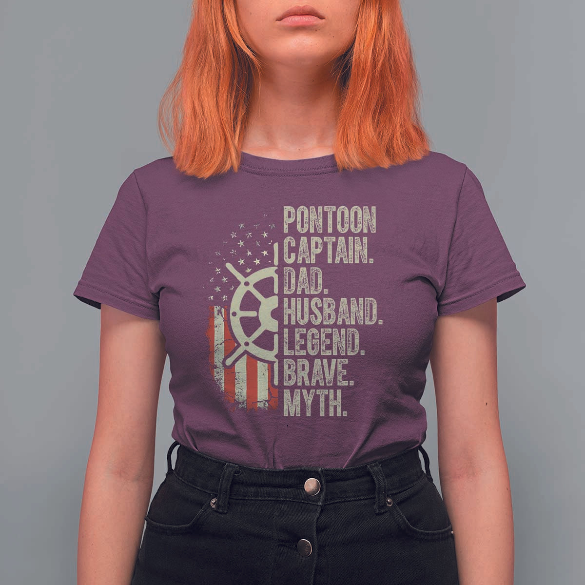 Pontoon Boat Captain T Shirt For Women Dad Husband Legend Brave Myth