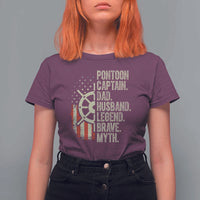Pontoon Boat Captain T Shirt For Women Dad Husband Legend Brave Myth
