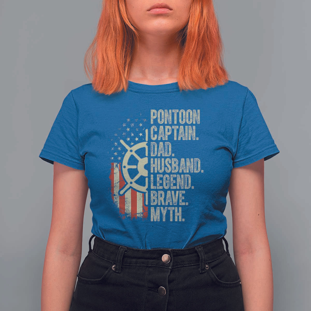 Pontoon Boat Captain T Shirt For Women Dad Husband Legend Brave Myth
