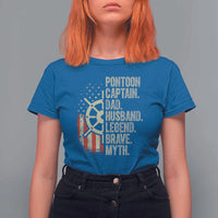 Pontoon Boat Captain T Shirt For Women Dad Husband Legend Brave Myth