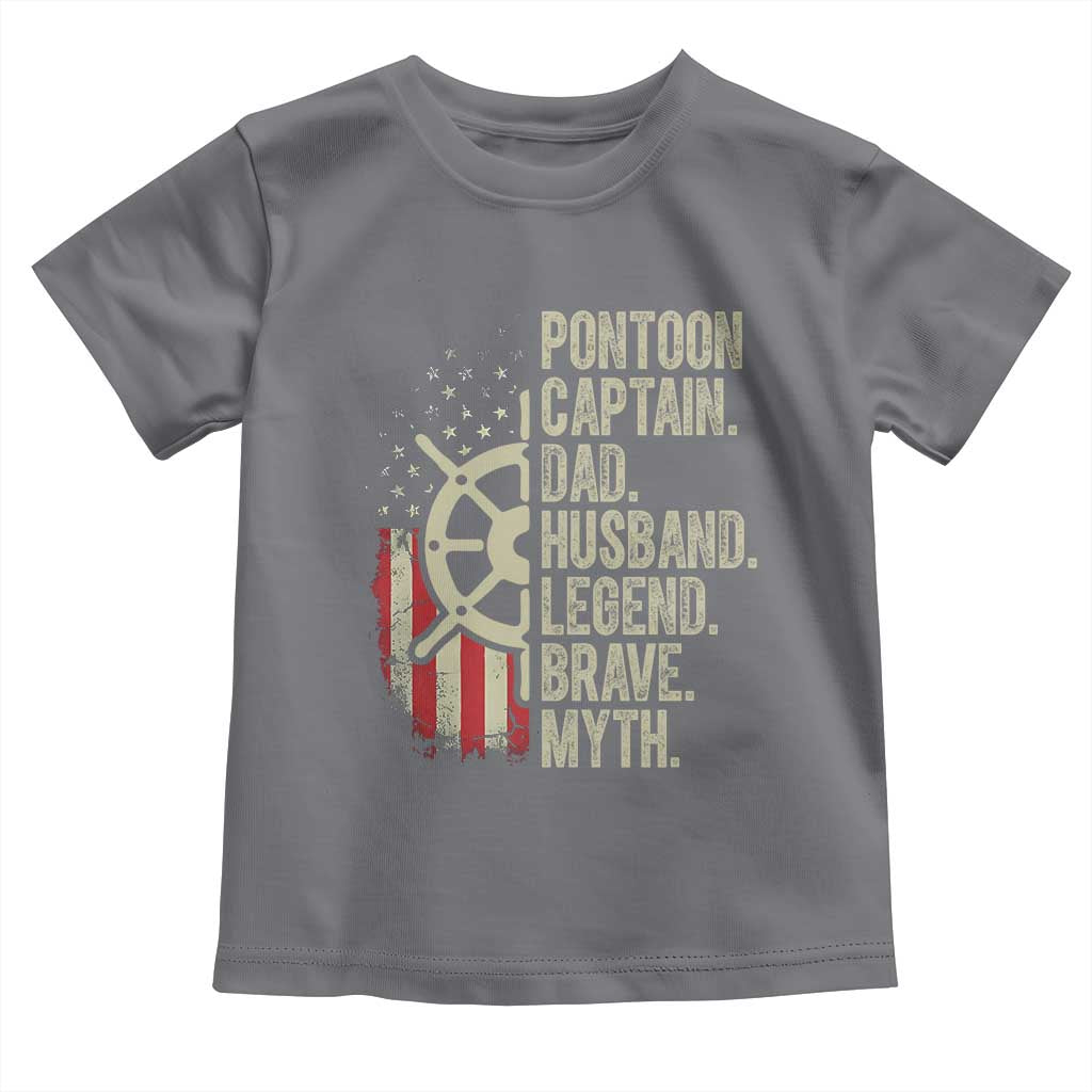 Pontoon Boat Captain Toddler T Shirt Dad Husband Legend Brave Myth