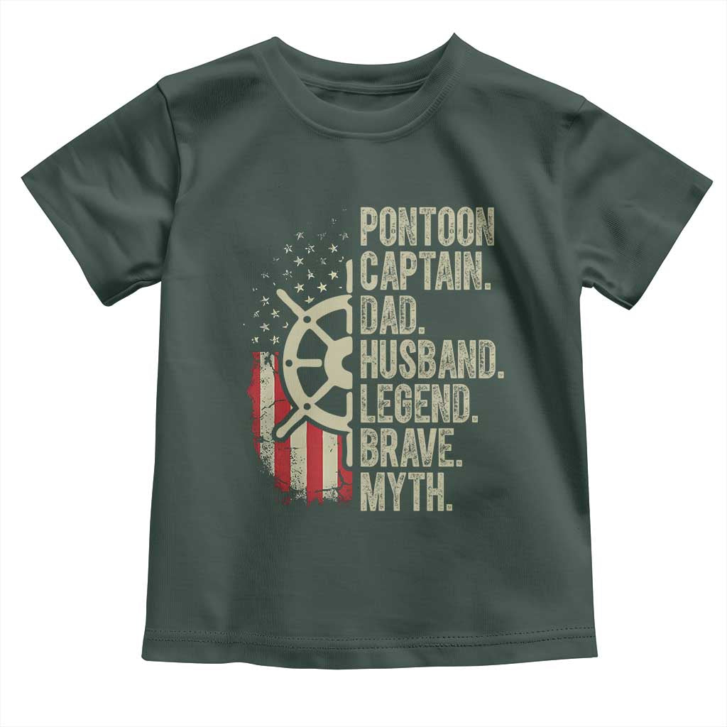 Pontoon Boat Captain Toddler T Shirt Dad Husband Legend Brave Myth
