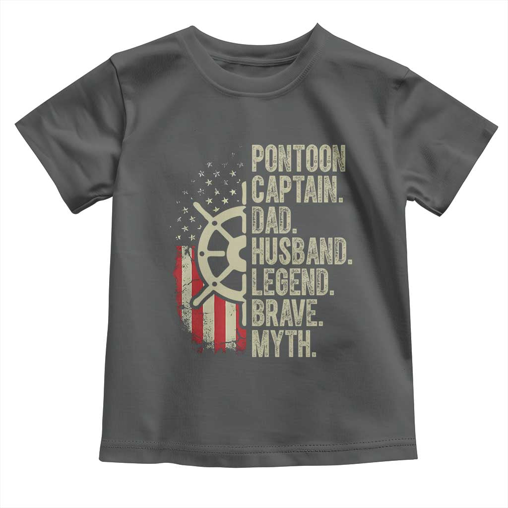 Pontoon Boat Captain Toddler T Shirt Dad Husband Legend Brave Myth