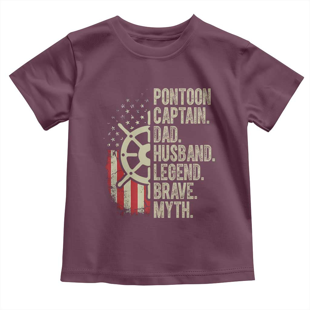 Pontoon Boat Captain Toddler T Shirt Dad Husband Legend Brave Myth