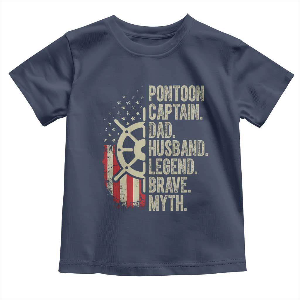 Pontoon Boat Captain Toddler T Shirt Dad Husband Legend Brave Myth