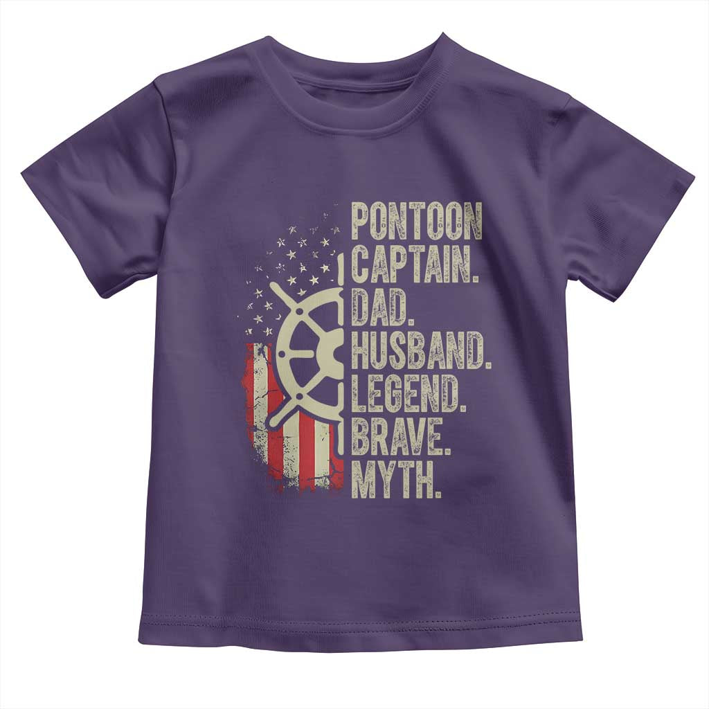 Pontoon Boat Captain Toddler T Shirt Dad Husband Legend Brave Myth