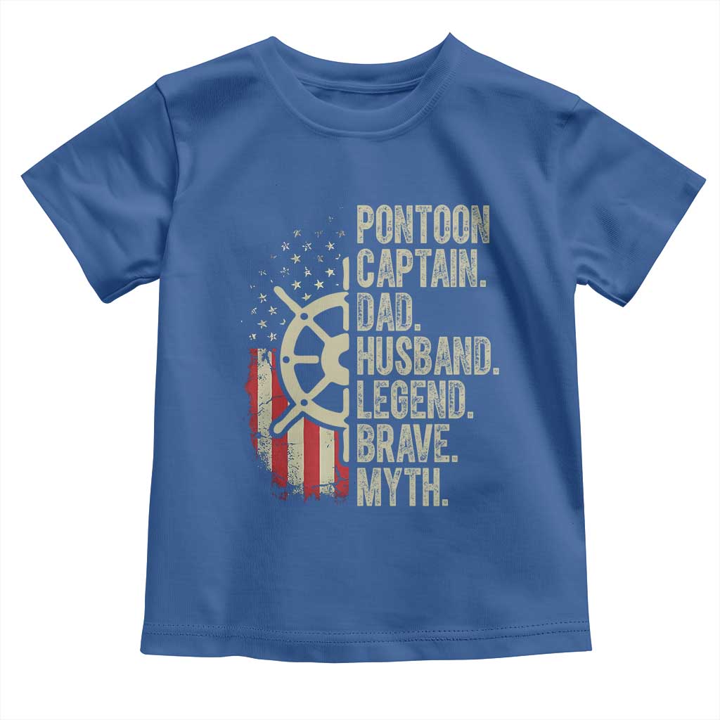 Pontoon Boat Captain Toddler T Shirt Dad Husband Legend Brave Myth