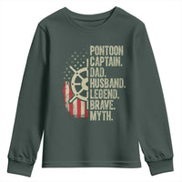 Pontoon Boat Captain Youth Sweatshirt Dad Husband Legend Brave Myth