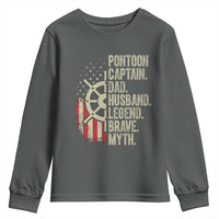 Pontoon Boat Captain Youth Sweatshirt Dad Husband Legend Brave Myth