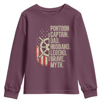 Pontoon Boat Captain Youth Sweatshirt Dad Husband Legend Brave Myth