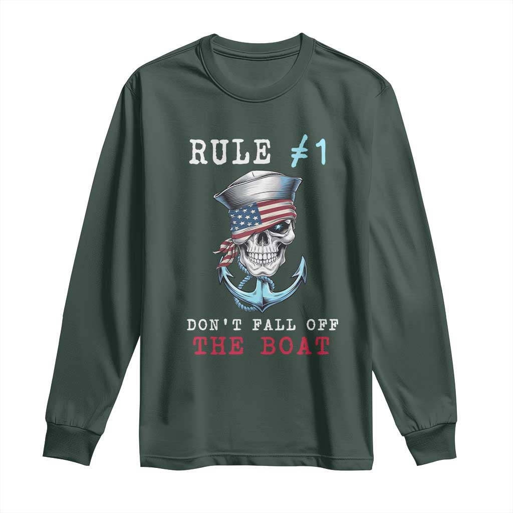 Funny Pirate Rule Long Sleeve Shirt Don't Fall Off The Boat