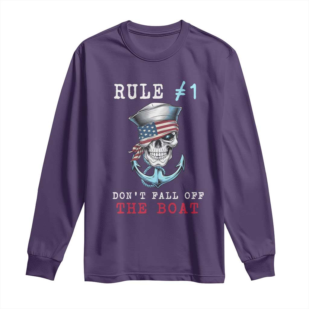 Funny Pirate Rule Long Sleeve Shirt Don't Fall Off The Boat