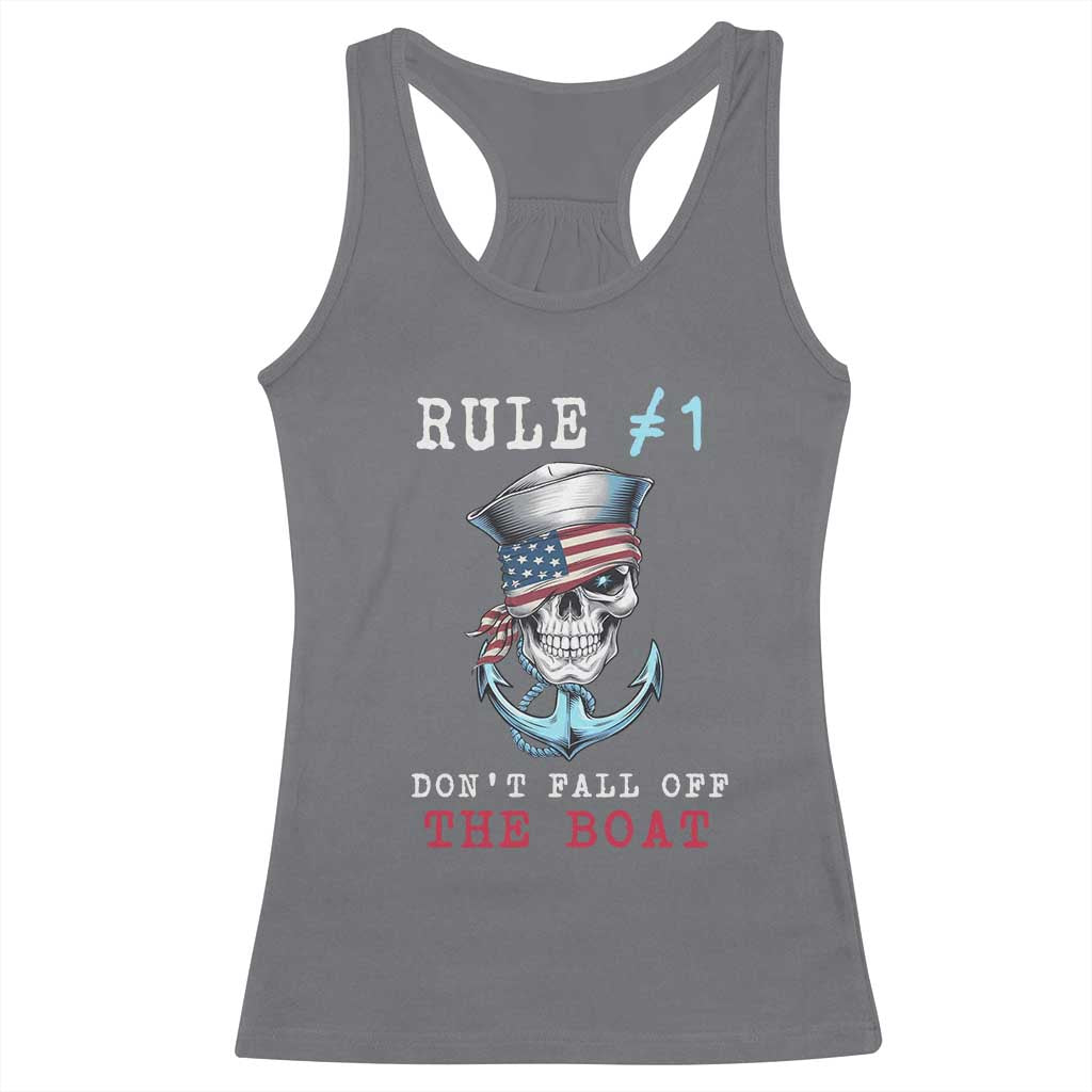 Funny Pirate Rule Racerback Tank Top Don't Fall Off The Boat