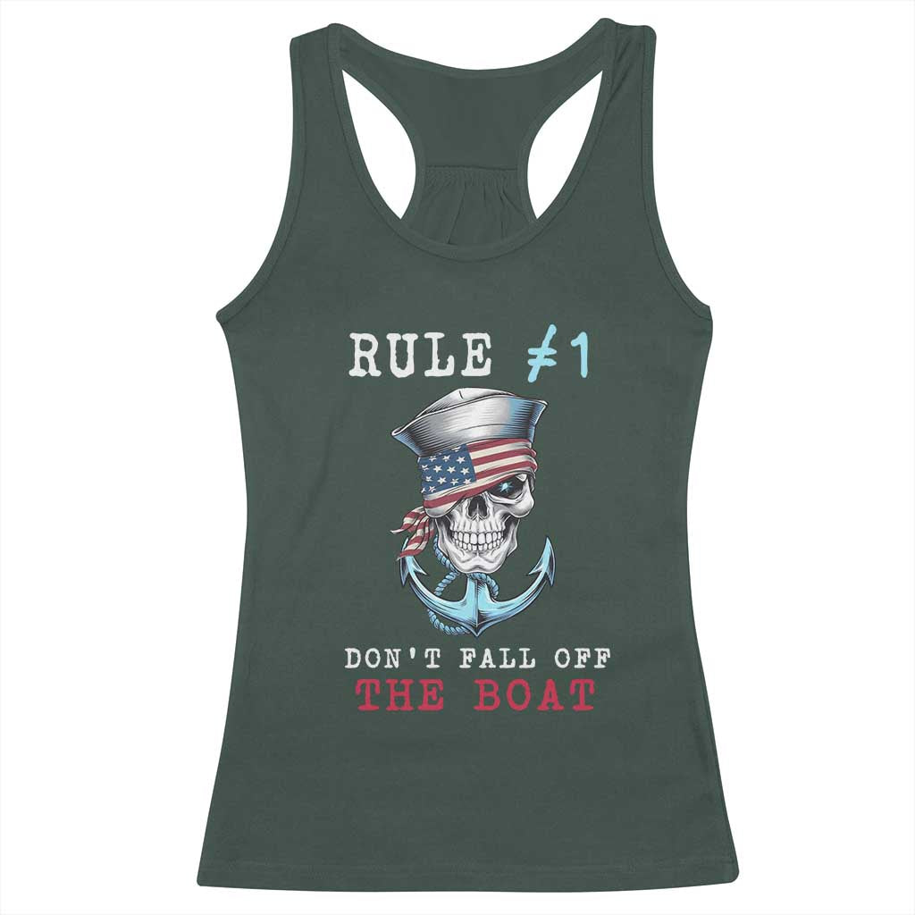 Funny Pirate Rule Racerback Tank Top Don't Fall Off The Boat