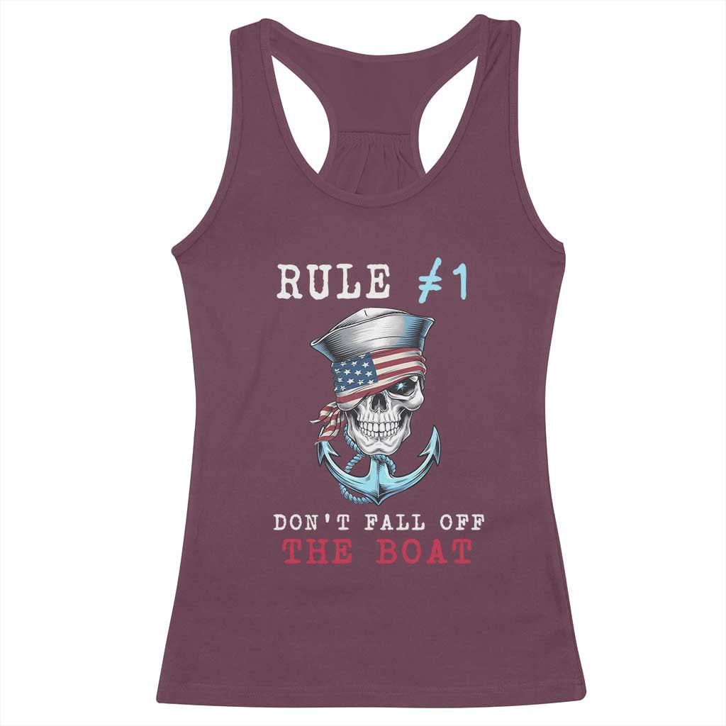 Funny Pirate Rule Racerback Tank Top Don't Fall Off The Boat
