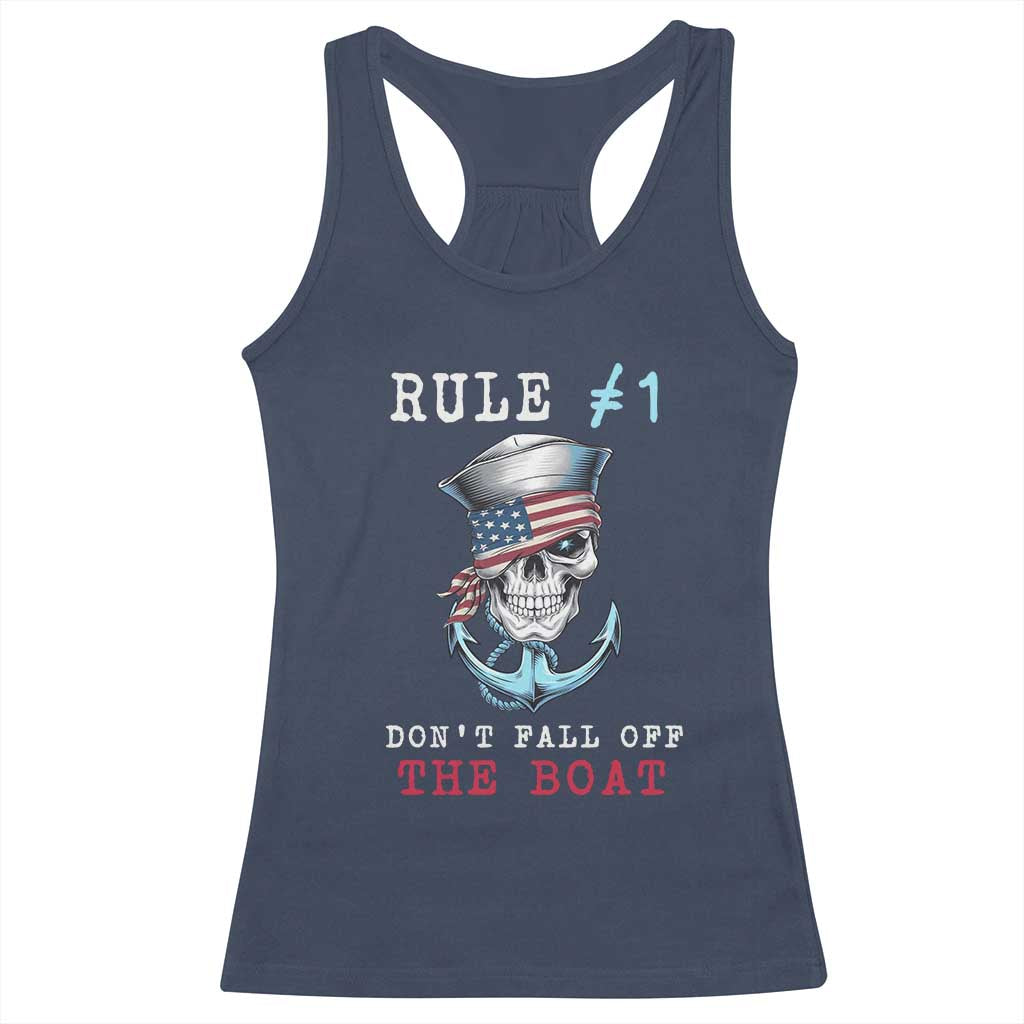 Funny Pirate Rule Racerback Tank Top Don't Fall Off The Boat