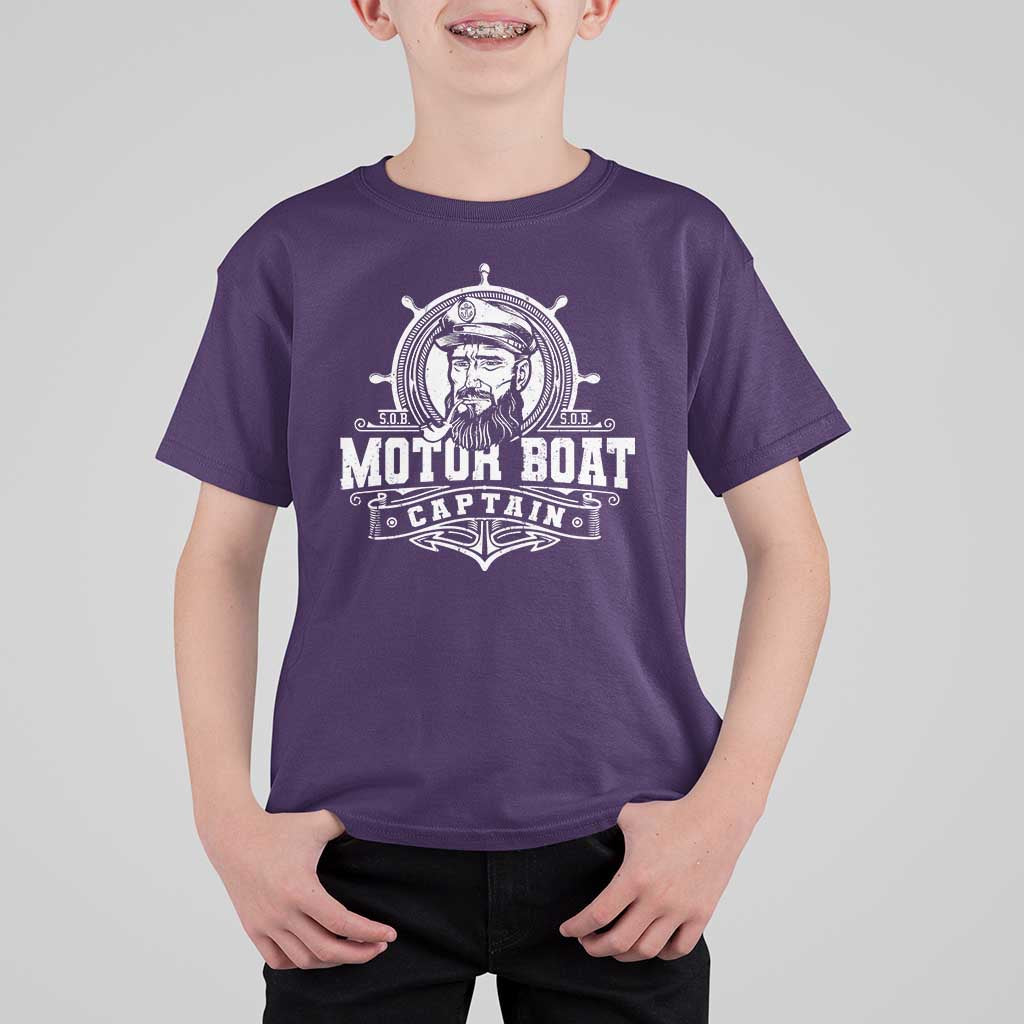 Vintage Motor Boat Captain T Shirt For Kid