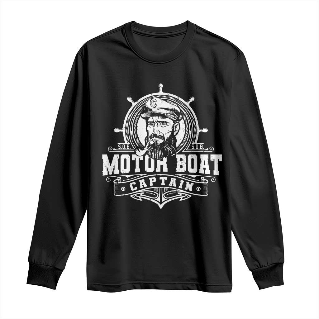 Vintage Motor Boat Captain Long Sleeve Shirt