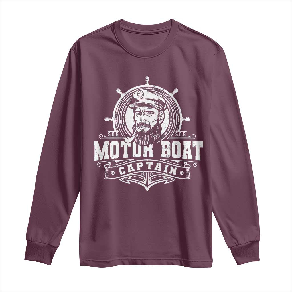 Vintage Motor Boat Captain Long Sleeve Shirt
