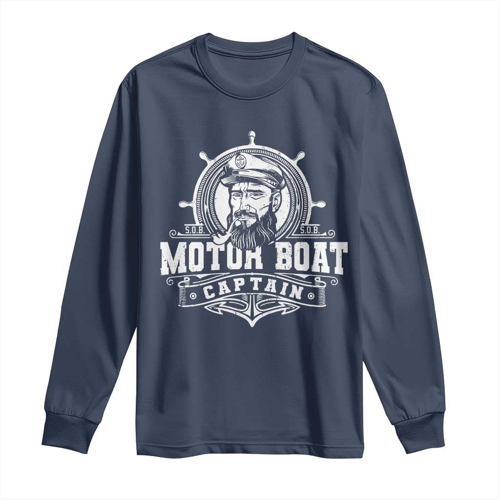 Vintage Motor Boat Captain Long Sleeve Shirt