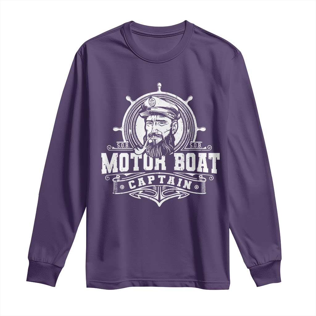 Vintage Motor Boat Captain Long Sleeve Shirt