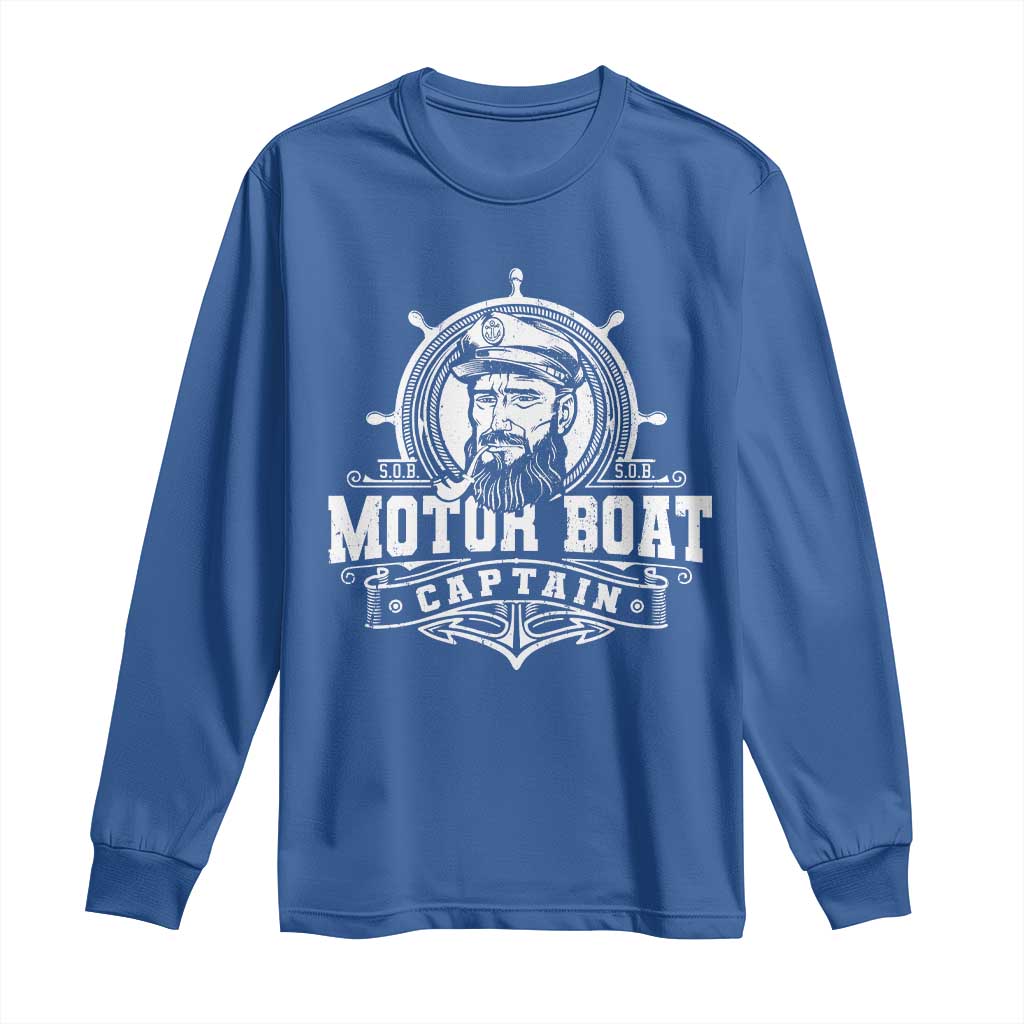 Vintage Motor Boat Captain Long Sleeve Shirt