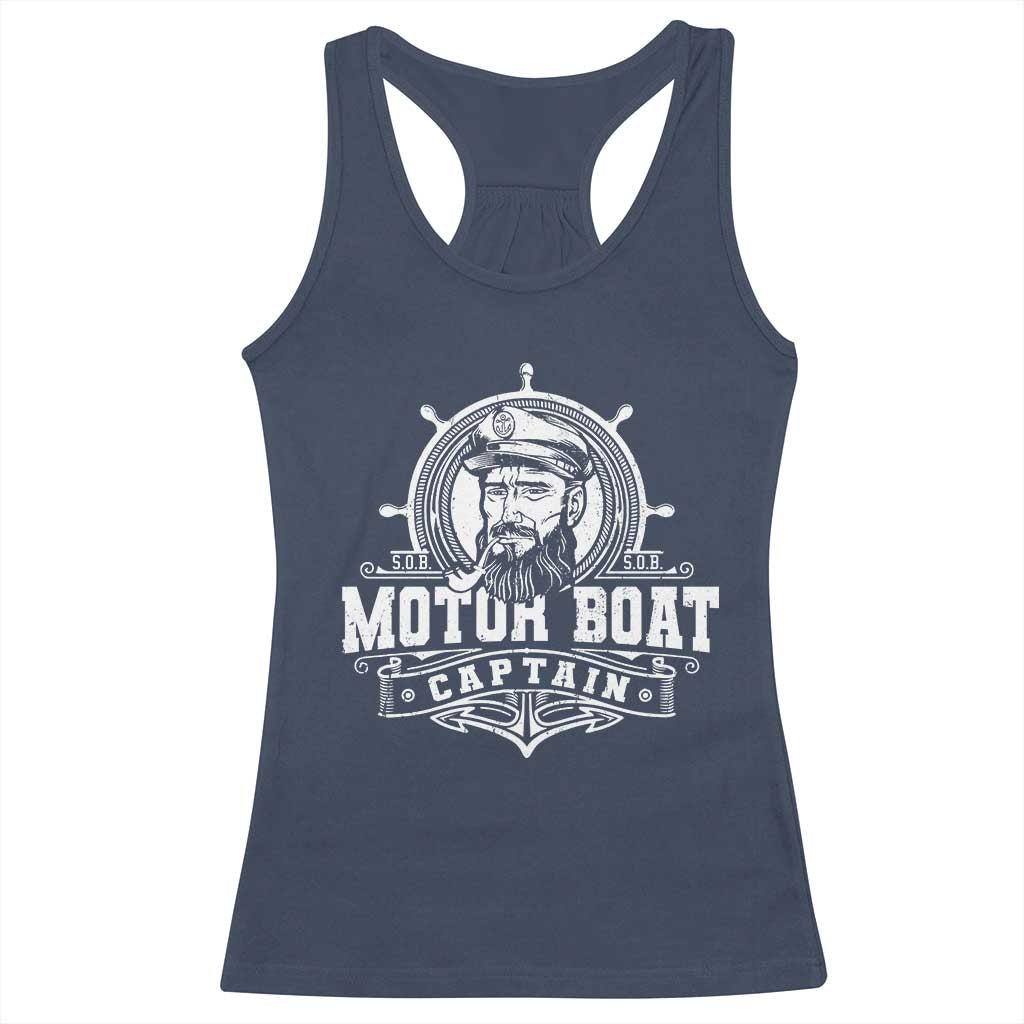 Vintage Motor Boat Captain Racerback Tank Top