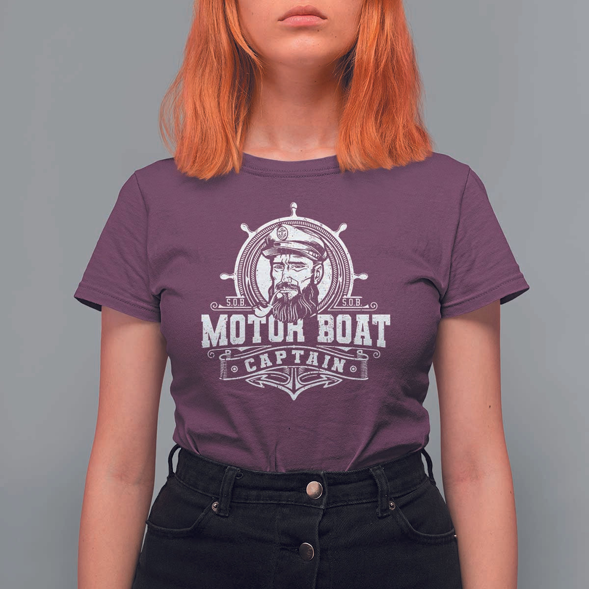 Vintage Motor Boat Captain T Shirt For Women