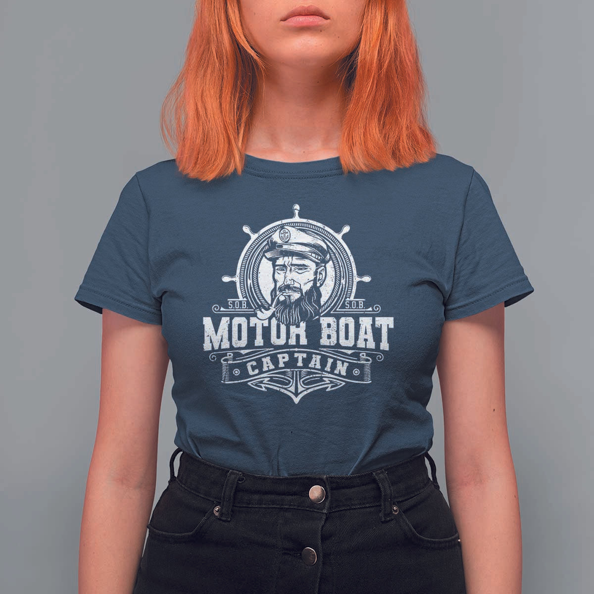 Vintage Motor Boat Captain T Shirt For Women