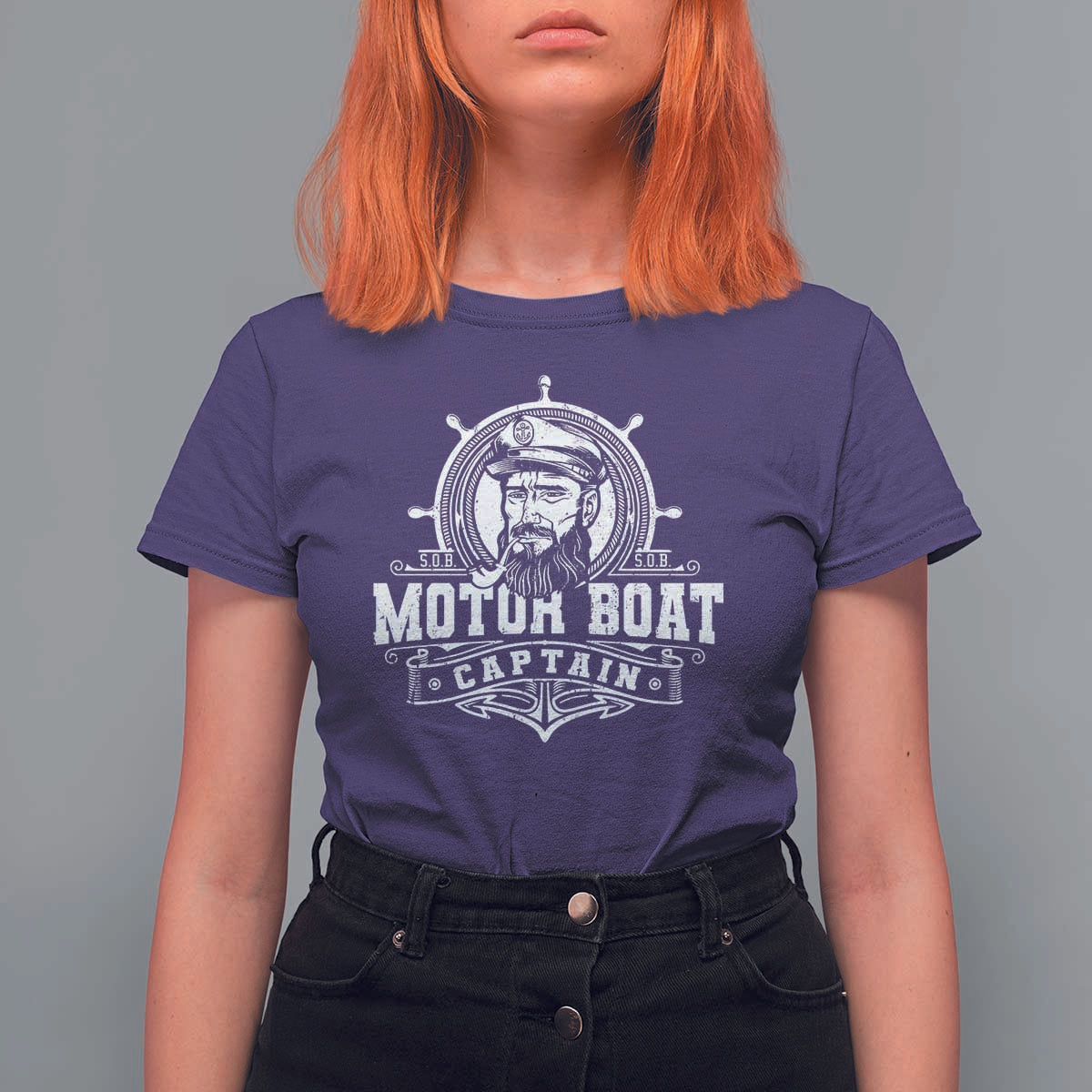 Vintage Motor Boat Captain T Shirt For Women