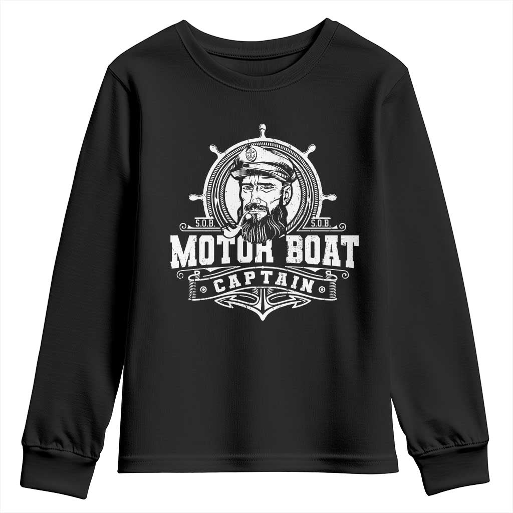 Vintage Motor Boat Captain Youth Sweatshirt