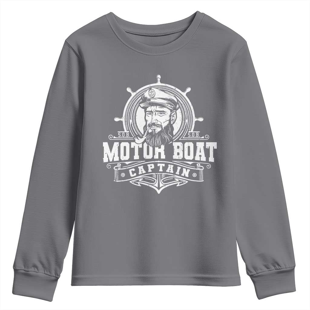 Vintage Motor Boat Captain Youth Sweatshirt