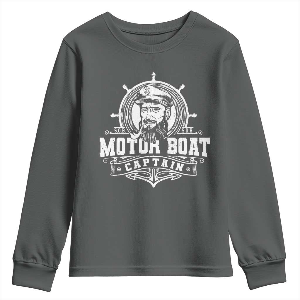Vintage Motor Boat Captain Youth Sweatshirt