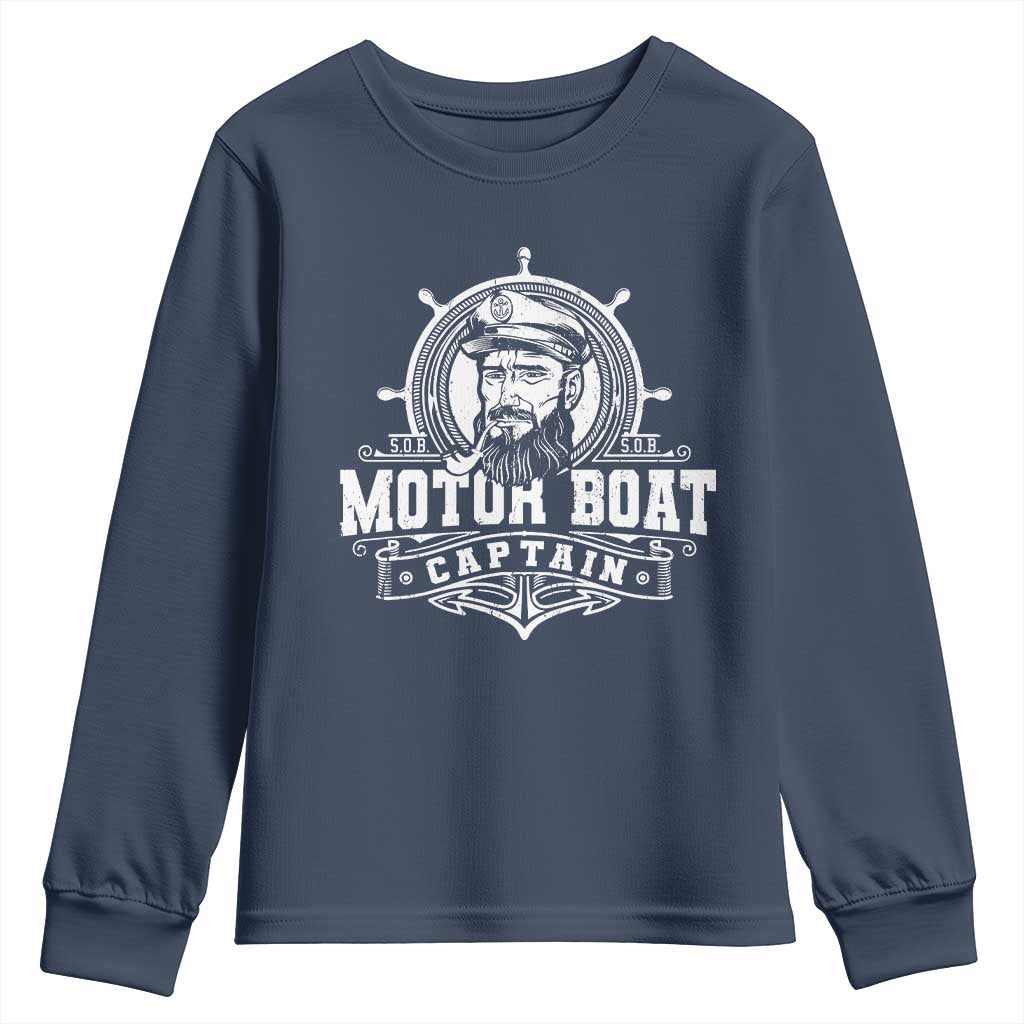 Vintage Motor Boat Captain Youth Sweatshirt