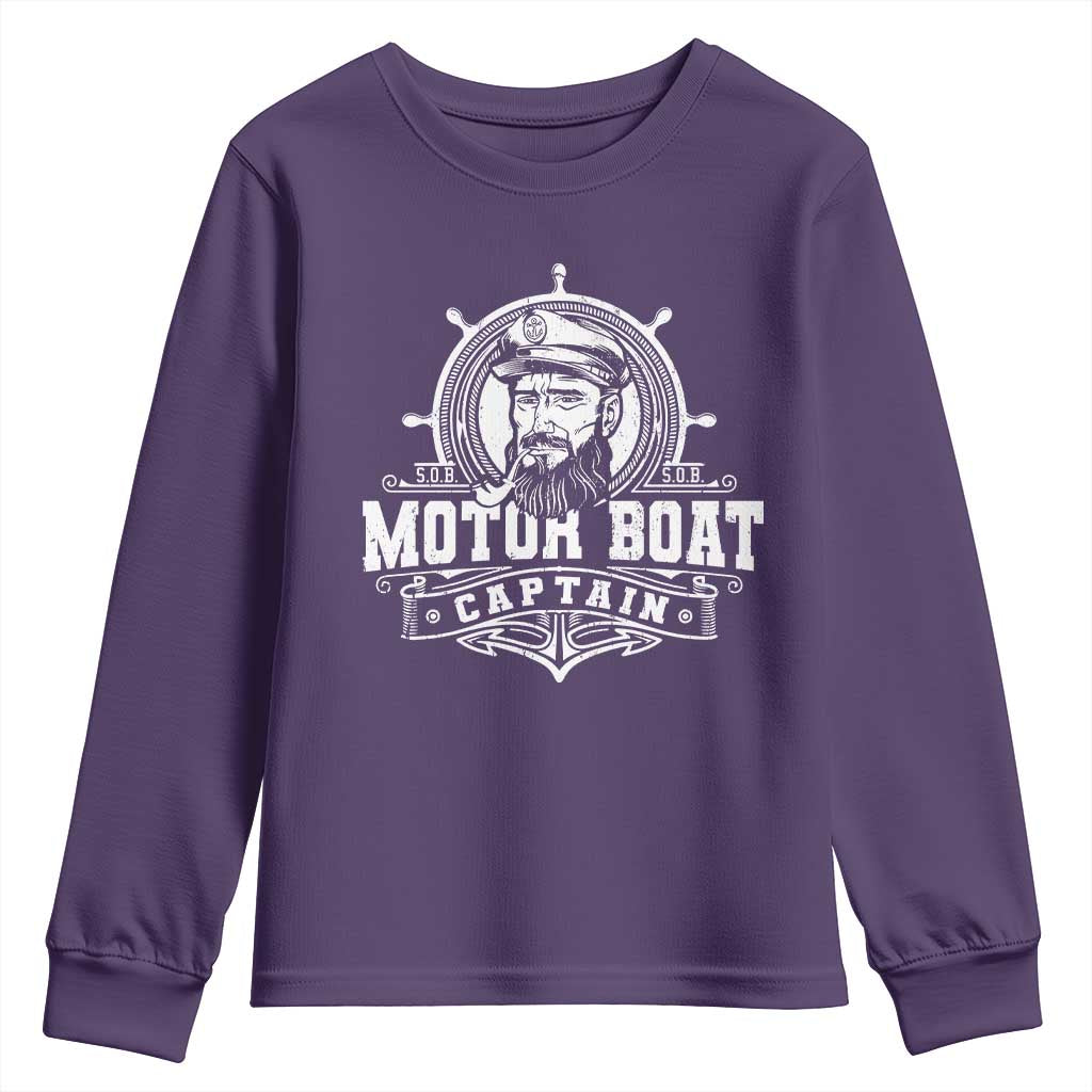 Vintage Motor Boat Captain Youth Sweatshirt