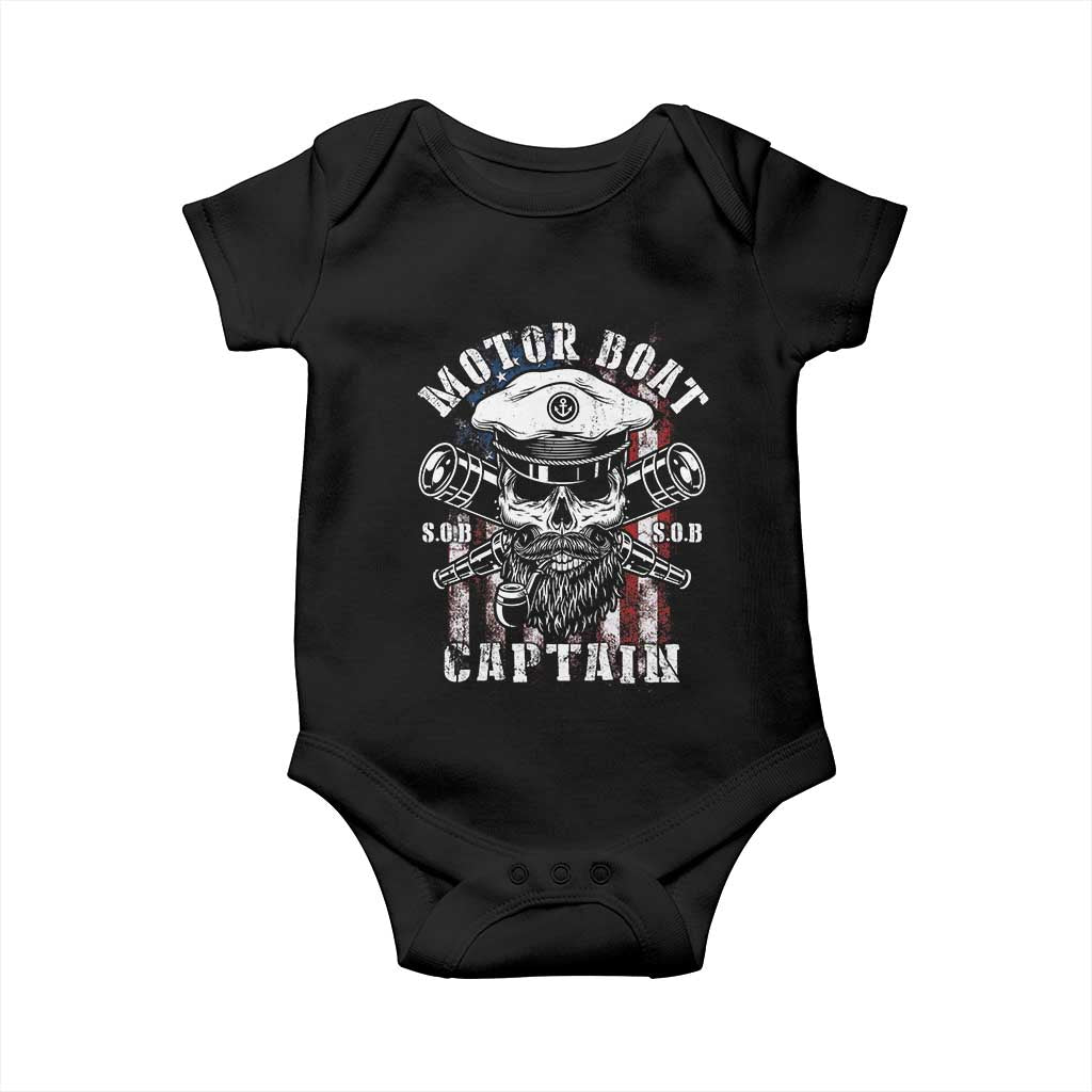 Motor Boat Captain Baby Onesie Patriotic American Flag