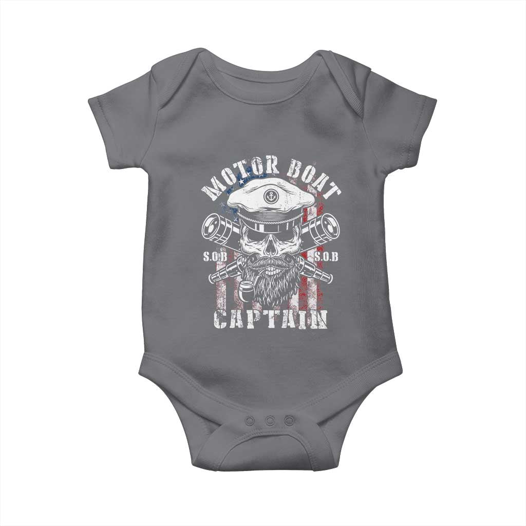 Motor Boat Captain Baby Onesie Patriotic American Flag