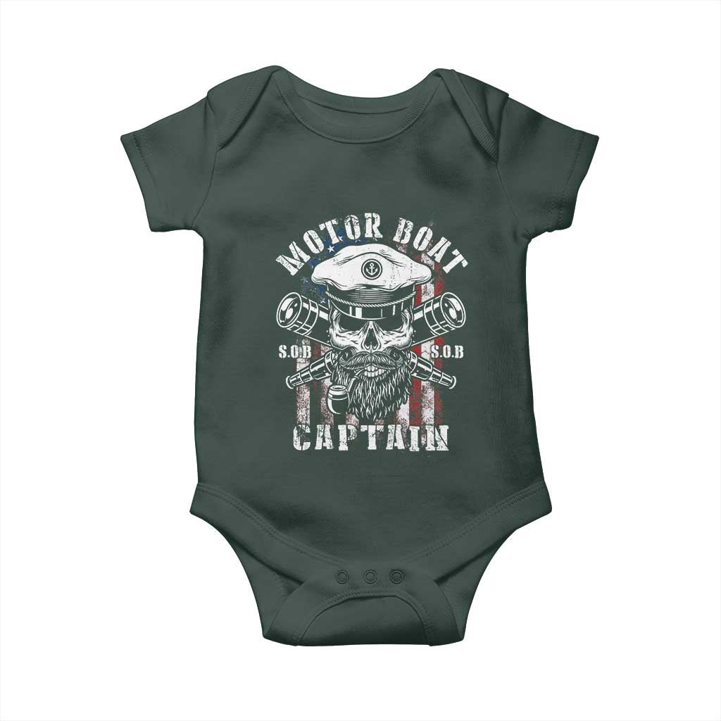 Motor Boat Captain Baby Onesie Patriotic American Flag