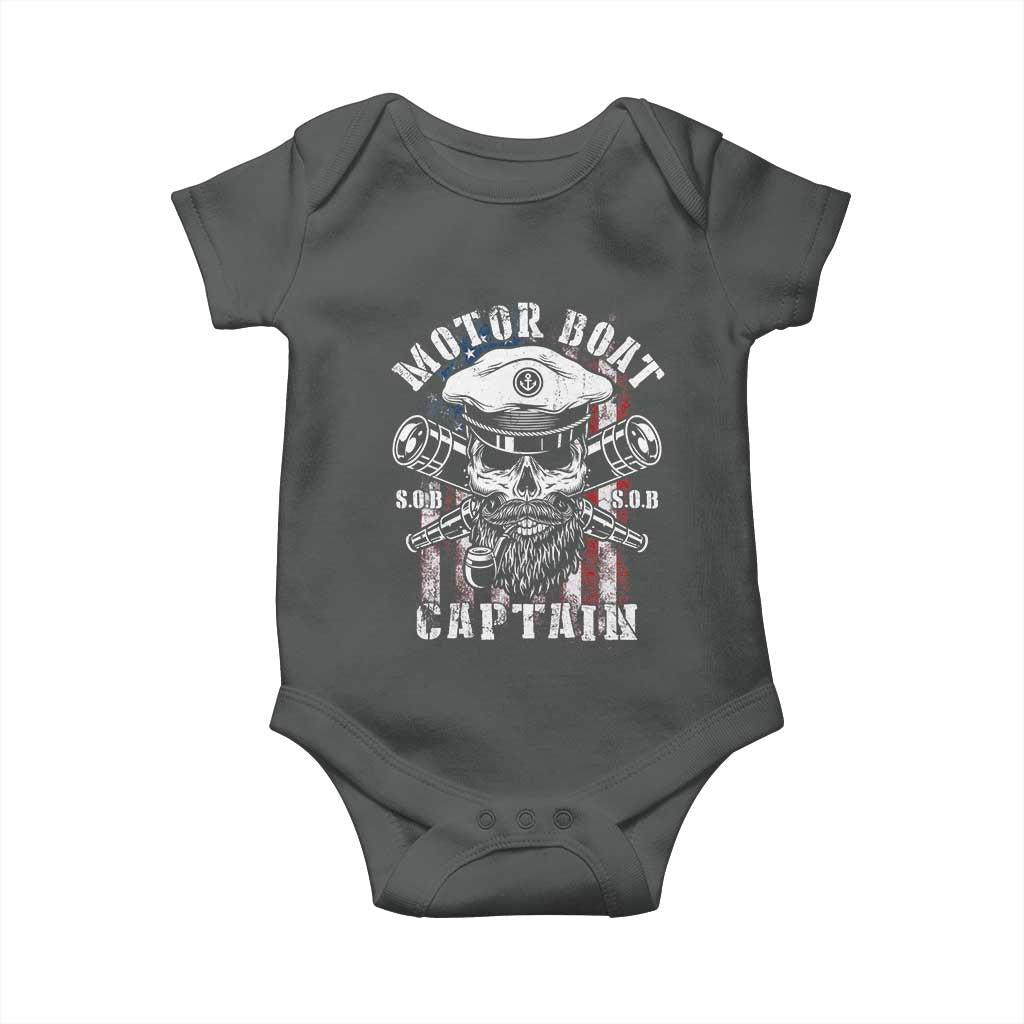 Motor Boat Captain Baby Onesie Patriotic American Flag