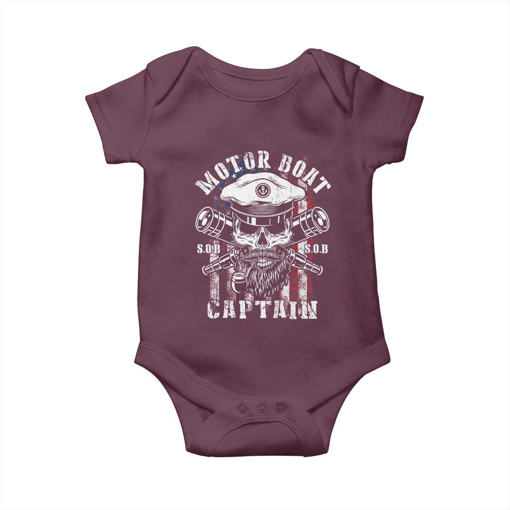 Motor Boat Captain Baby Onesie Patriotic American Flag