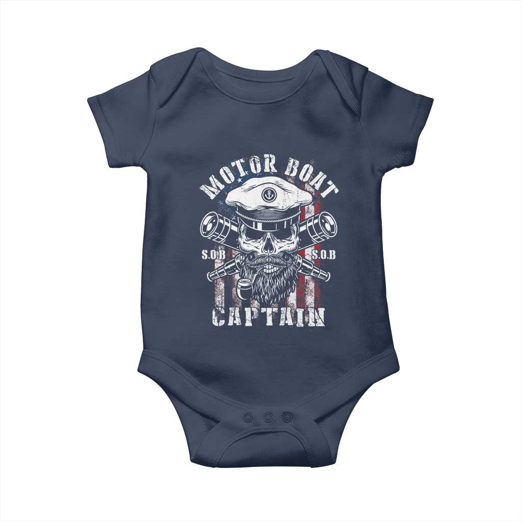 Motor Boat Captain Baby Onesie Patriotic American Flag