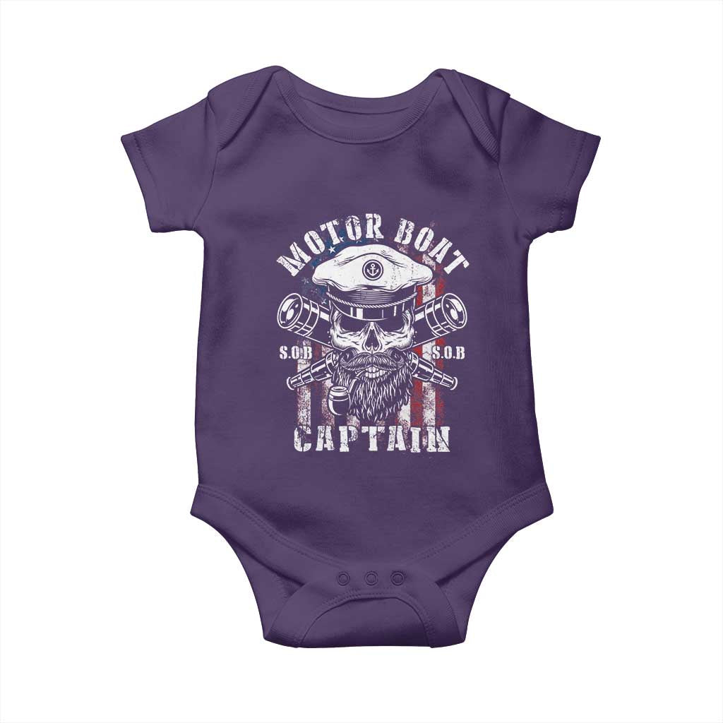 Motor Boat Captain Baby Onesie Patriotic American Flag
