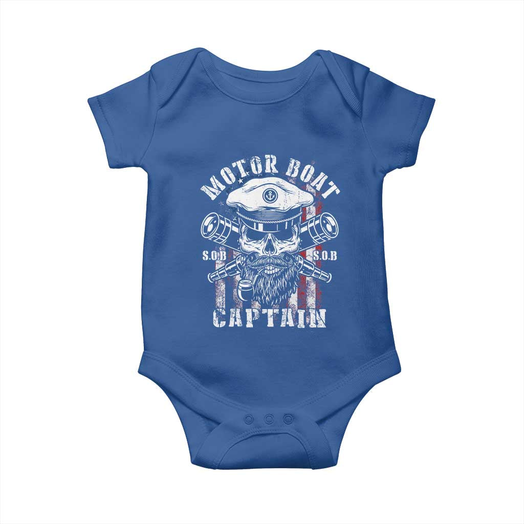 Motor Boat Captain Baby Onesie Patriotic American Flag