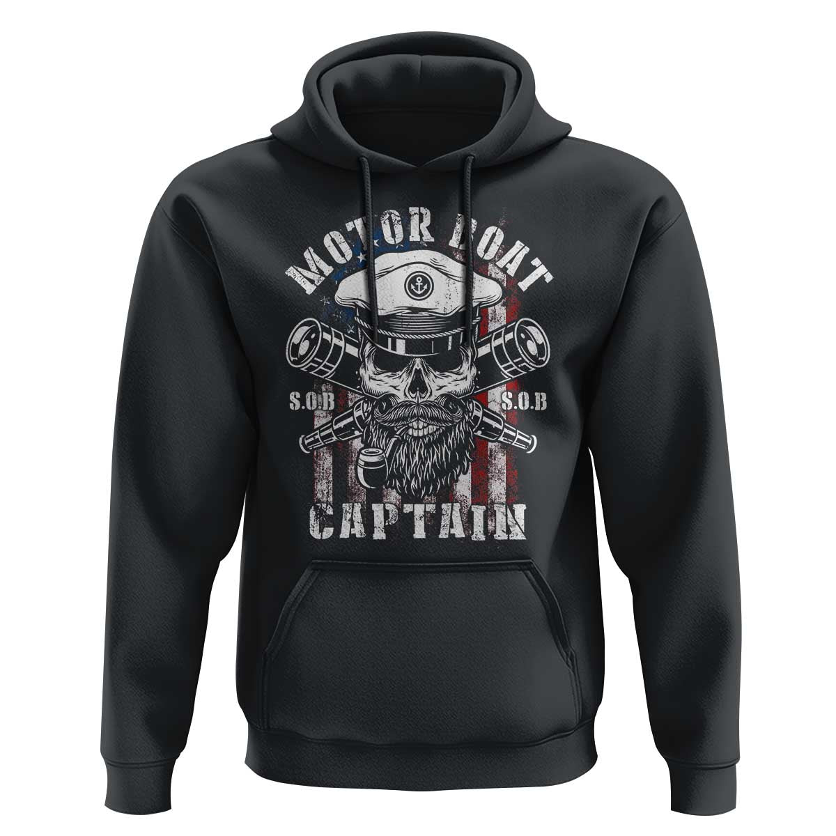 Motor Boat Captain Hoodie Patriotic American Flag